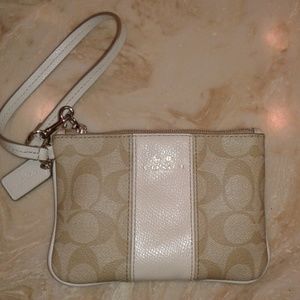 Coach cream wristlet